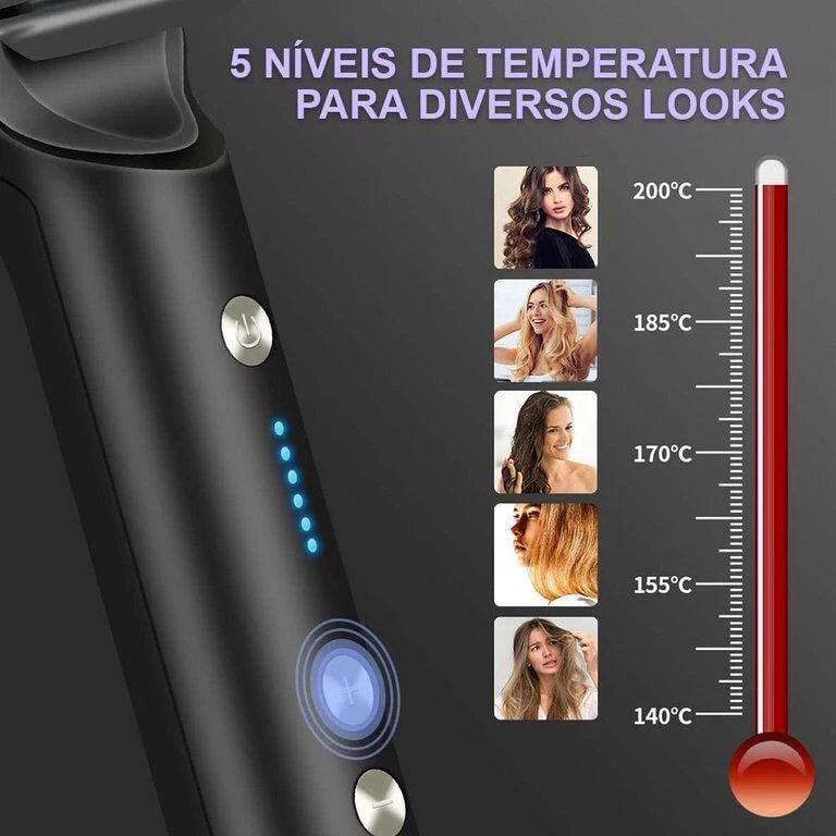 Escova Alisadora Bivolt 5 em 1 GOLDHAIR (BIVOLT)- Alisa, Hidrata, Modela, Alinha e Anti-Frizz