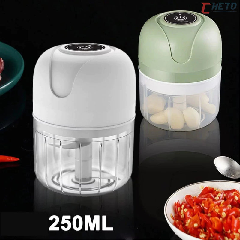 Mini Processador Triturador Sem Fio Elétrico 250ML De Alimentos Para Legumes, Alho, Cebola e Gengibre