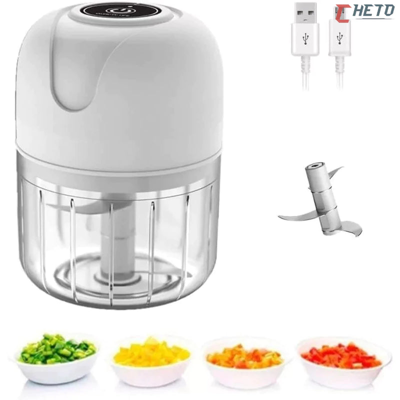 Mini Processador Triturador Sem Fio Elétrico 250ML De Alimentos Para Legumes, Alho, Cebola e Gengibre